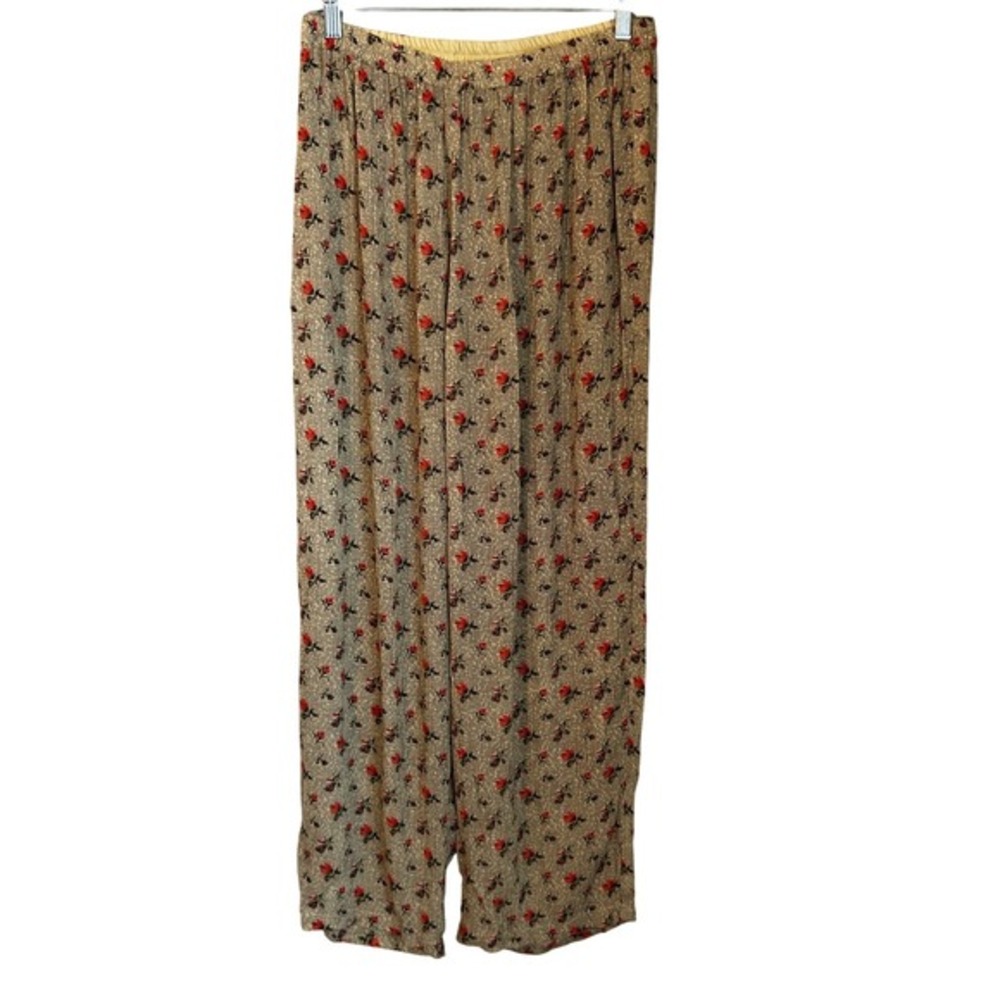 April‎ Cornell Vintage Womens Size S Pull On Floral Rose Print Wide Leg Pants